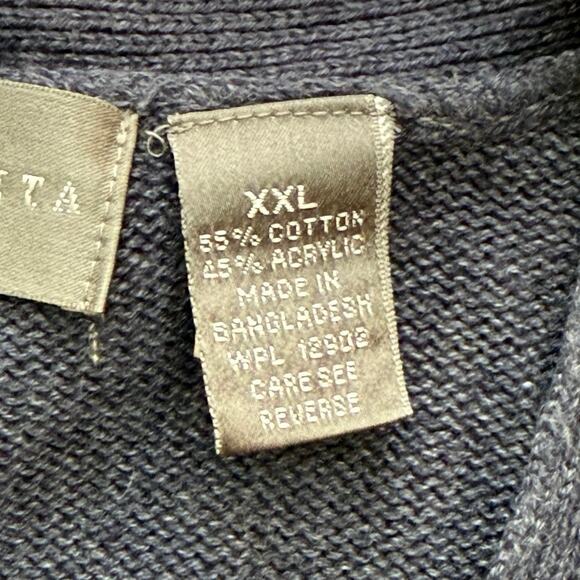 Vintage Oscar de la Renta Mens Button Up V Neck Cardigan Sweater Blue XXL - Picture 5 of 5